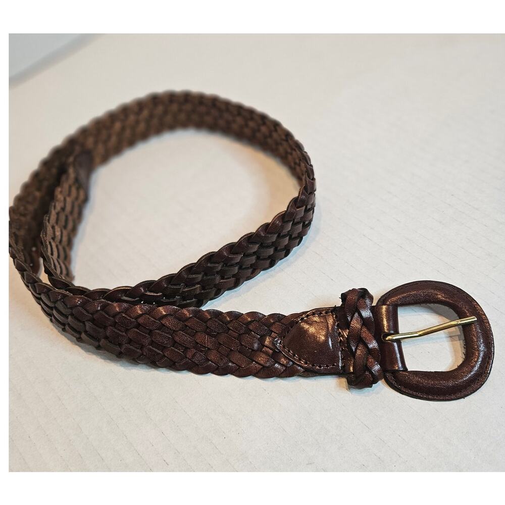 Women's Braided Uruguay Genuine Leather Belt 1.5" Leather Buckle 2.5"  34" long